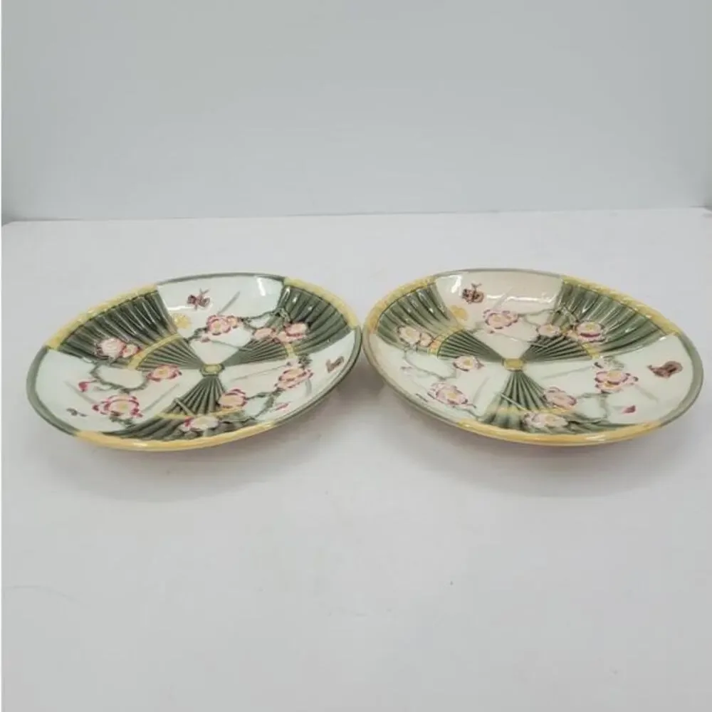 Antique Wedgwood Majolica Prunus Fan Cherry Blossom Fairycore 2‎ Dessert Plate